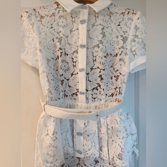 NWOT Self-Portrait WHITE LACE PEPLUM MIDI DRESS, size US4 - Picture 7 of 16
